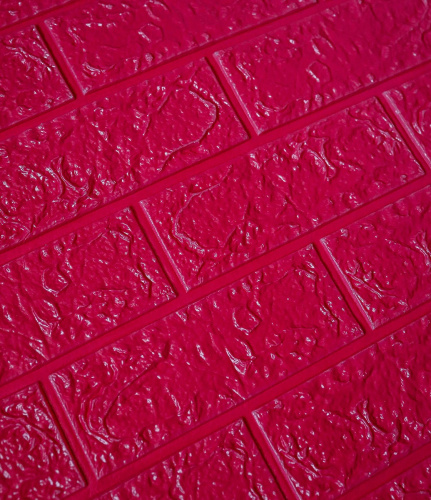 Самоклеюча декоративна 3D панель під яскраво-пурпурну рівну цеглу 700x770x4 мм  фото 3