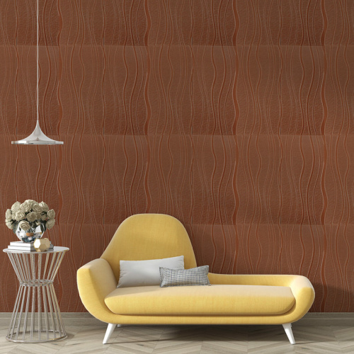 Самоклеюча декоративна настінно-стельова 3D панель коричневі хвилі 700x700x7мм (366) SW-00000849  фото 5