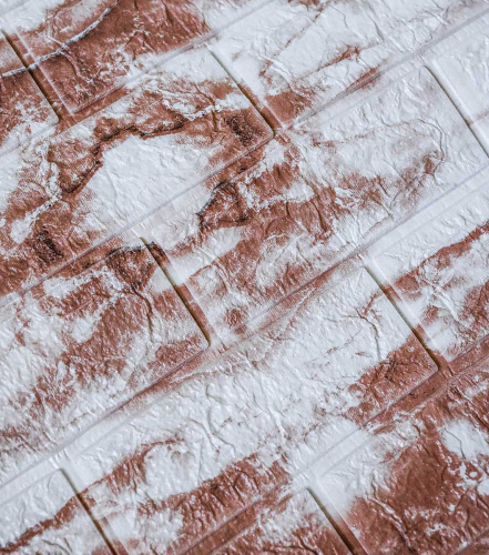 Самоклеюча декоративна 3D панель коричнево-білий мармур 700x700x5 мм  фото 3