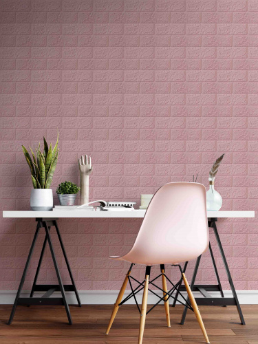 Самоклеюча декоративна 3D панель під рожеву цеглу 700x770x4 мм  фото 5