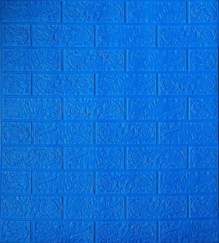 Самоклеюча декоративна 3D панель під синю рівну цеглу 700x770x5 мм 