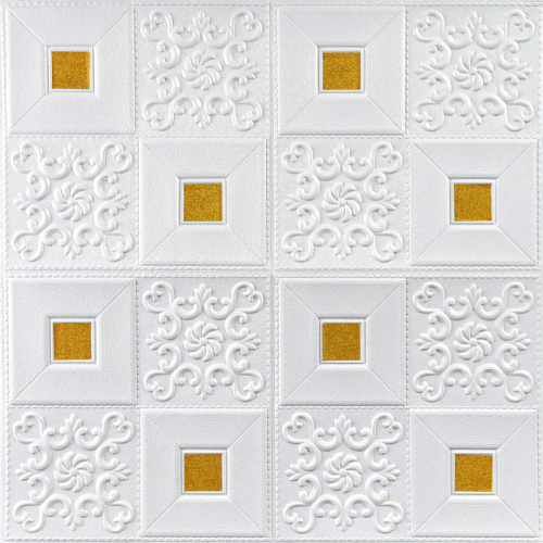 Самоклеюча декоративна настінно-стельова 3D панель фігури з золотом 700х700х5мм (314) SW-00000755 