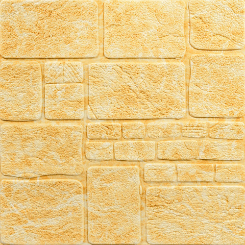 Самоклеюча декоративна 3D панель камінь жовтий мармур 700х700х7мм (152) SW-00000220 
