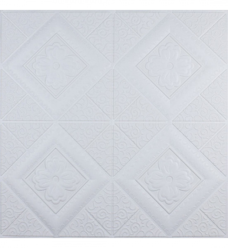 Самоклеюча декоративна 3D панель біла вишиванка 700x700x5 мм 