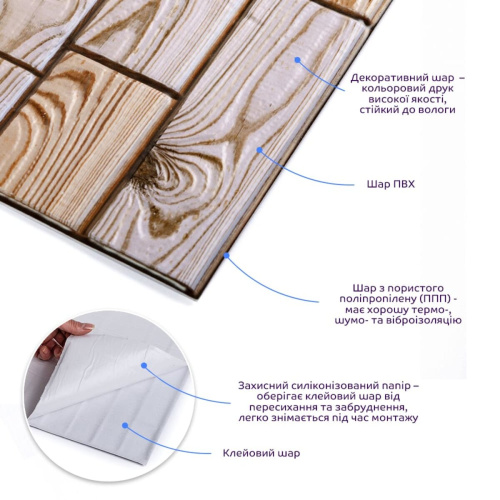 Декоративна ПВХ плитка на самоклейці карамельная 300х300х4мм, ціна за 1 шт. (СПП-606) SW-00001133  фото 2