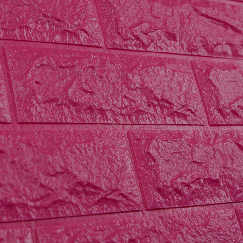 Самоклеюча декоративна 3D панель під темно-рожеву цеглу 700x770x7 мм  фото 3