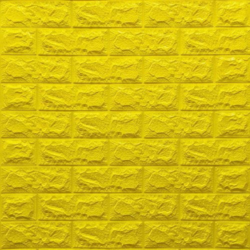 Декоративная 3D панель самоклейка под кирпич Желтый 700x770x7мм (010-7)
