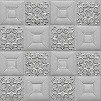 Самоклеюча декоративна настінно-стельова панель срібний візерунок 700x700x5мм (181) SW-00000481 