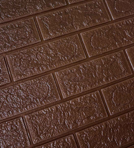 Самоклеюча декоративна 3D панель під цеглу темний шоколад 700x770x4 мм  фото 3