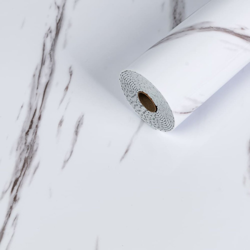 Самоклеюча вінілова плитка в рулоні білий мармур з прожилками 3000х600х2мм SW-00001285  фото 15