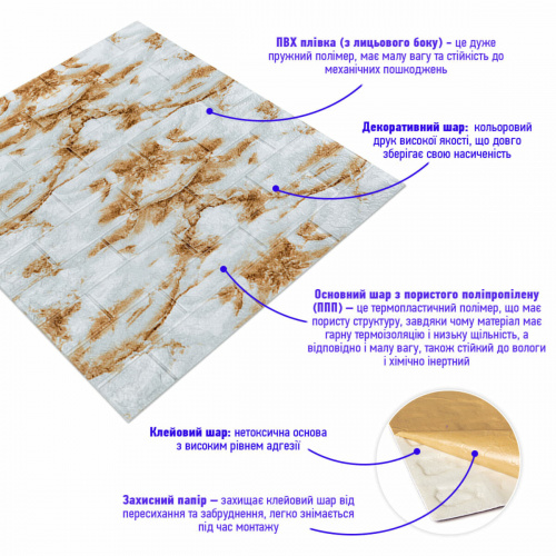 Панель стінова 3D 700х770х4мм Онікс (цегла) (D) SW-00001963  фото 5