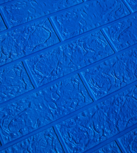 Самоклеюча декоративна 3D панель під синю рівну цеглу 700x770x5 мм  фото 3