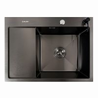 Кухонна мийка CM 65*50 R чорна PVD VALESO Handmade (круглий сифон 3,0/0,8) 