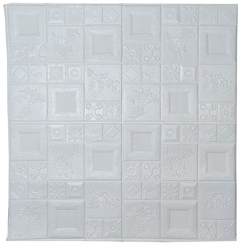 Самоклеюча декоративна 3D панель арт білий 700x700x5 мм 