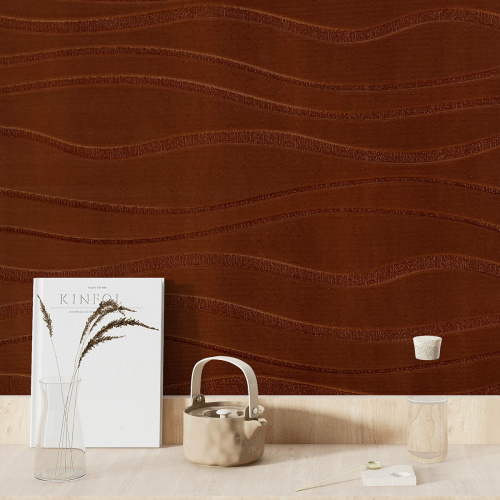 Самоклеюча декоративна настінно-стельова 3D панель коричневі хвилі 600*600*5мм SW-00001882  фото 6