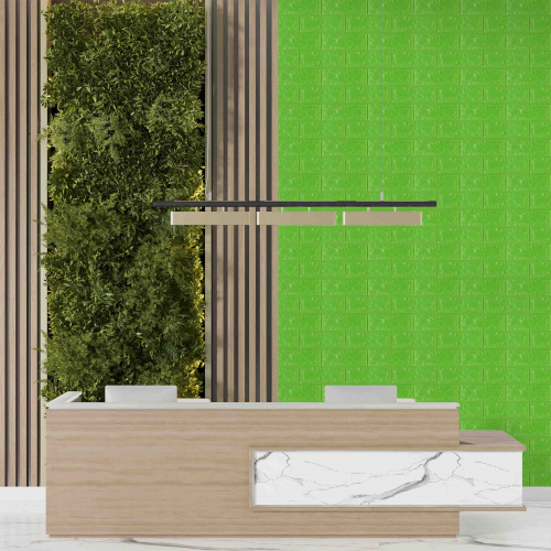 Самоклеюча декоративна 3D панель під зелену цеглу 700x770x7 мм  фото 5