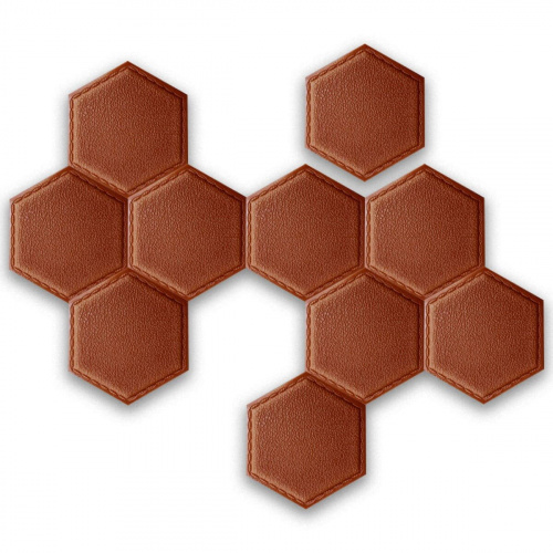 Декоративний шестикутник самоклеючий під шкіру коричневий 200x230мм (1103) SW-00000743  фото 4