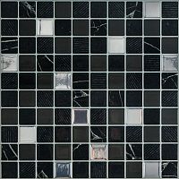 Самоклеюча поліуретанова плитка чорно-біла мозаїка 305х305х1мм (D) SW-00001149 