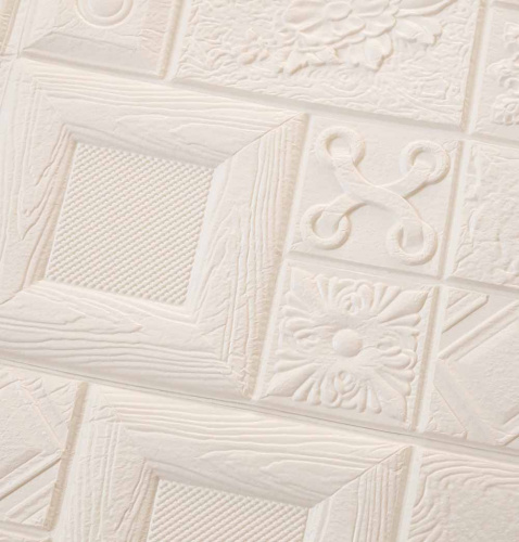 Самоклеюча декоративна 3D панель арт білий 700x700x5 мм  фото 3