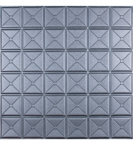 Самоклеюча декоративна 3D панель квадрат срібло 700x700x8 мм 