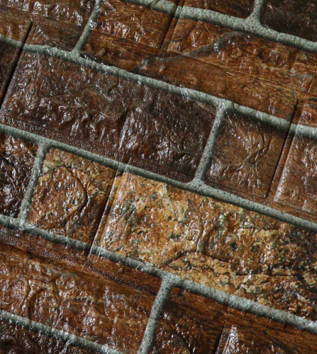Самоклеюча декоративна 3D панель під коричневу єкатеринославську цеглу 700x770x5 мм  фото 3