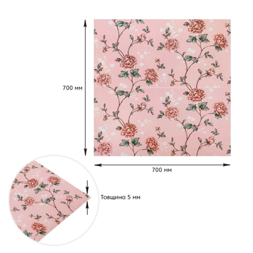 Самоклеюча декоративна 3D панель рожеві троянди 700x700x5мм (432) SW-00000763  фото 3