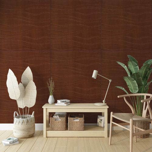 Самоклеюча декоративна настінно-стельова 3D панель коричневі хвилі 600*600*5мм SW-00001882  фото 5