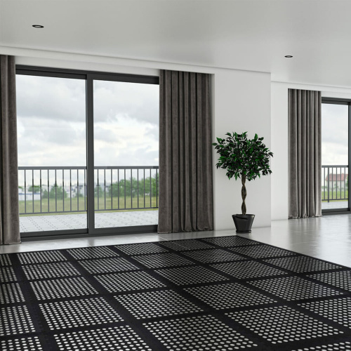 Підлога пазл перфорована - модульне покриття чорне 610x610x10мм (МР50) SW-00000660  фото 5